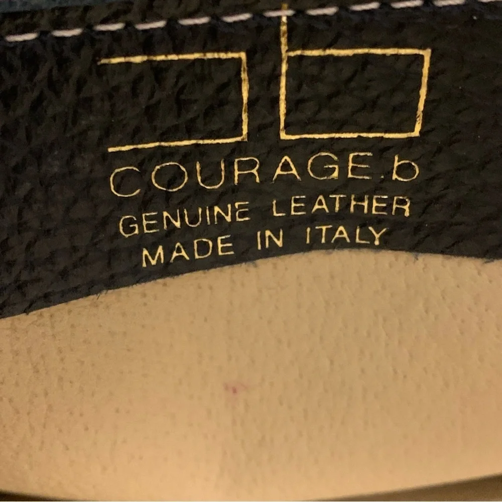 Courage B Black Genuine Leather Chain Strap Handbag Made In Italy